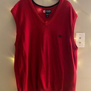 vintage red sweater vest with black embroidery